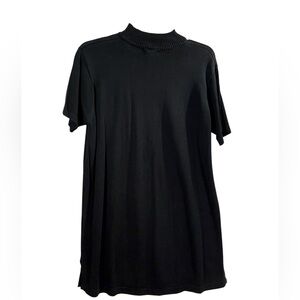LOFT Black Mock Neck Top Size Medium Short Sleeve